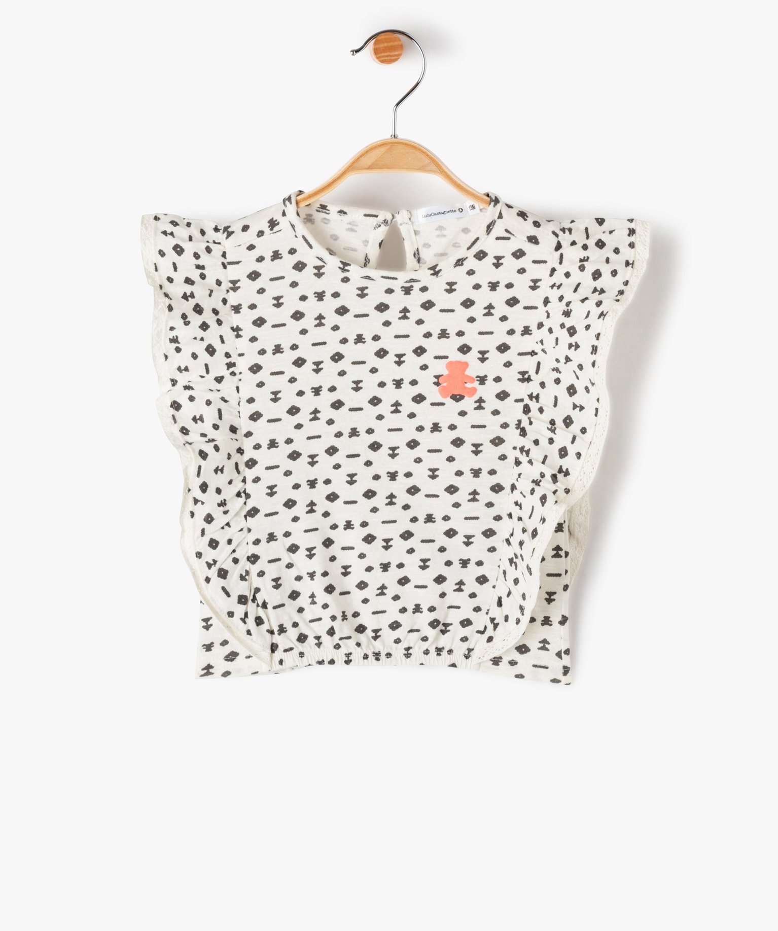Tee-shirt bébé fille ample à buste volanté - LuluCastagn... ecru | GEMO