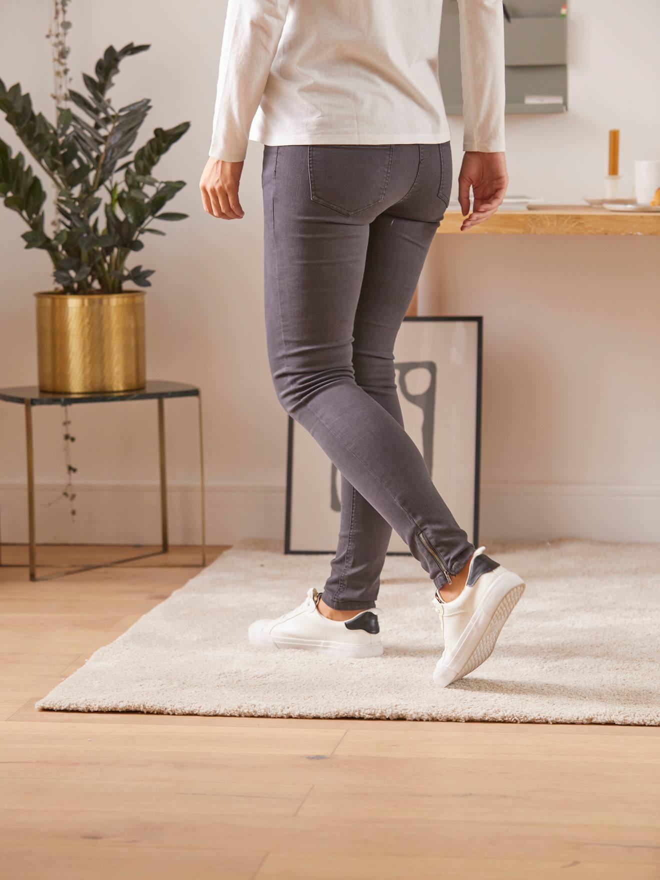 Vertbaudet Umstands-Jeans, Slim-Fit, Schrittlänge 76 cm - anthrazit