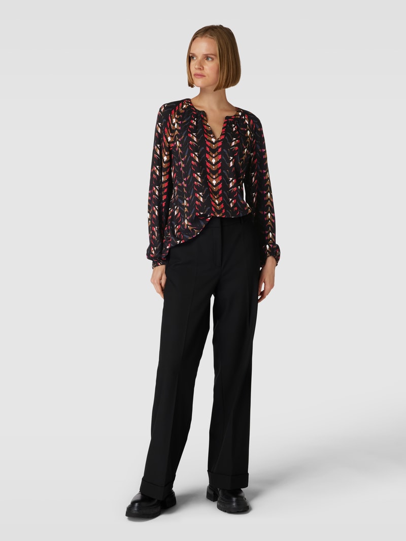 Bluse aus Viskose mit Allover-Muster in schwarz