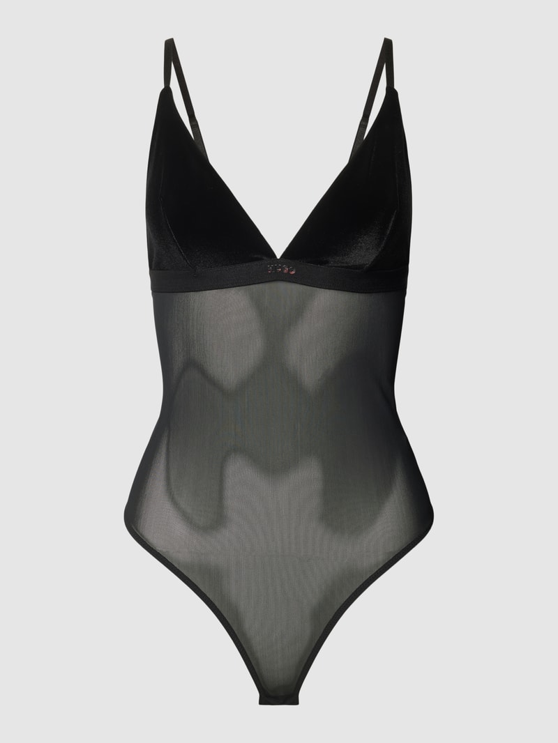Body mit semitransparenten Details Modell 'Velvet' in schwarz