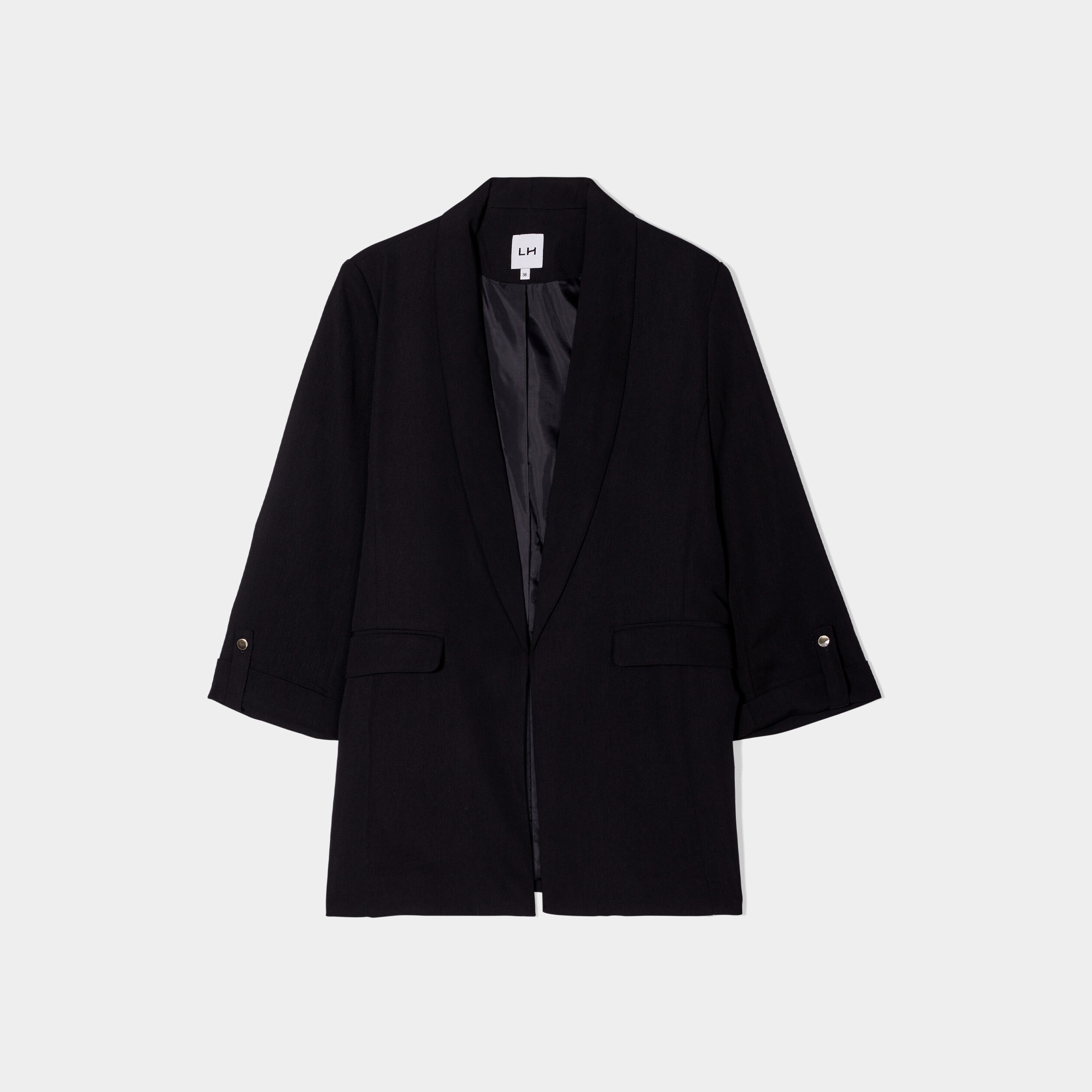 Veste blazer manches 3 4 droite noir femme | La Halle