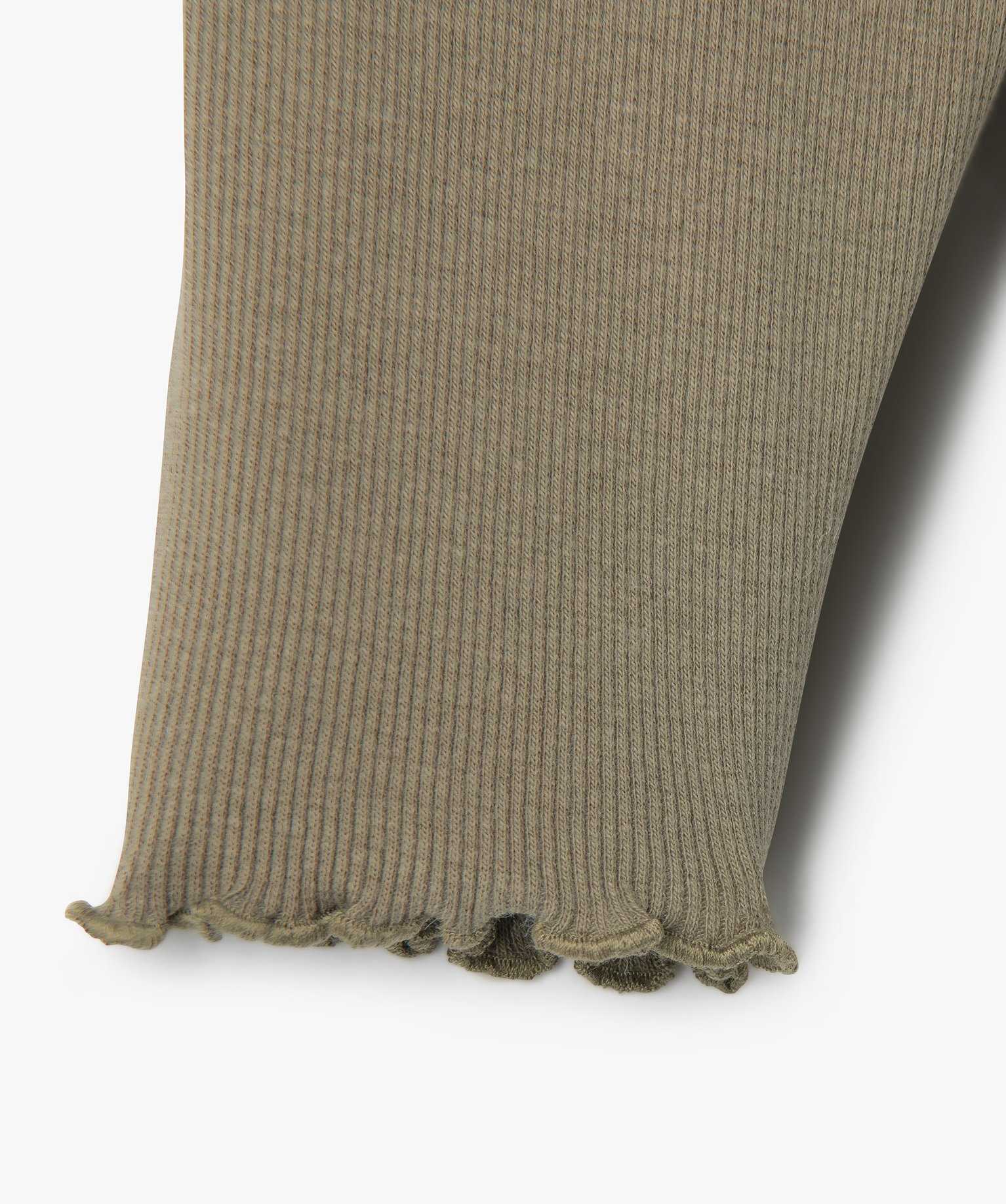 Legging bébé fille court en maille ctelée kaki | GEMO