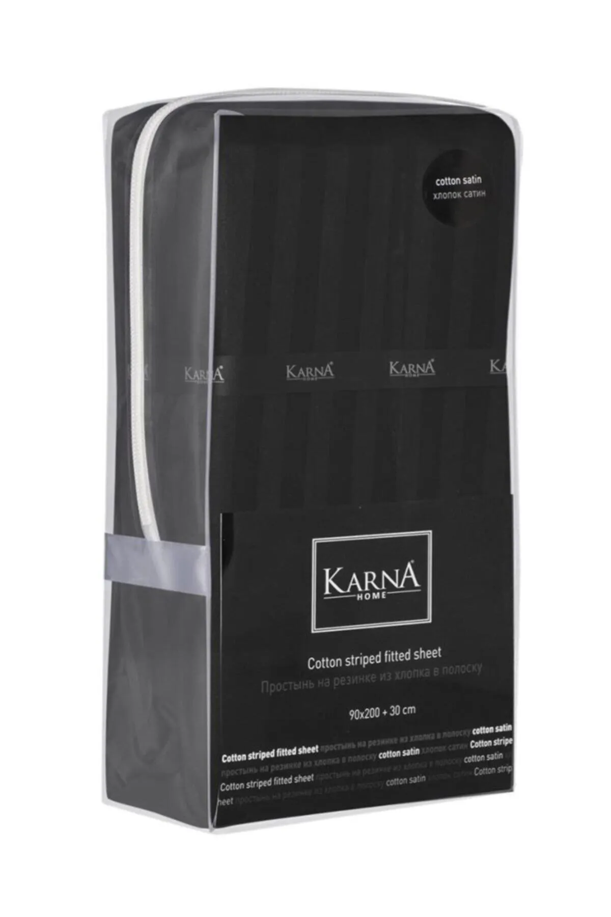 Karna Home  Gestreiftes Einzelbettlaken aus Baumwollsatin, 90 x 200 cm