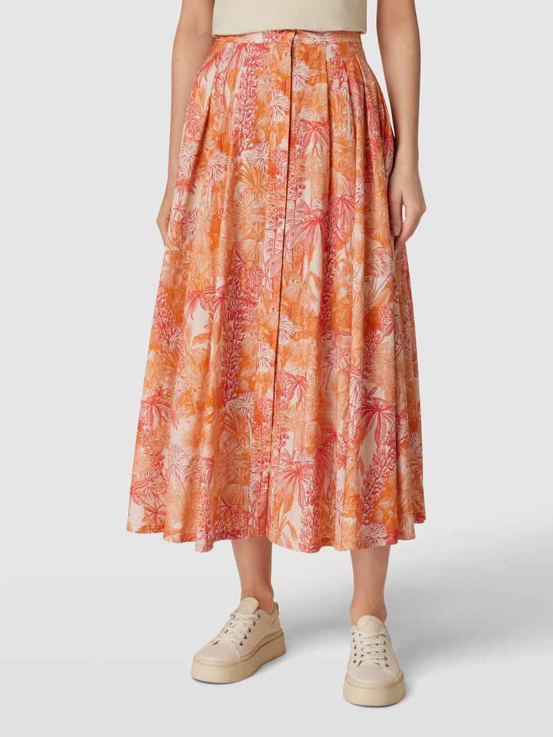Midirock mit Allover-Muster Modell 'PALLA' in orange