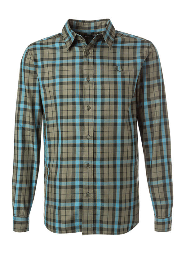 Fred Perry, Hemd, Baumwolle, khaki-türkis kariert