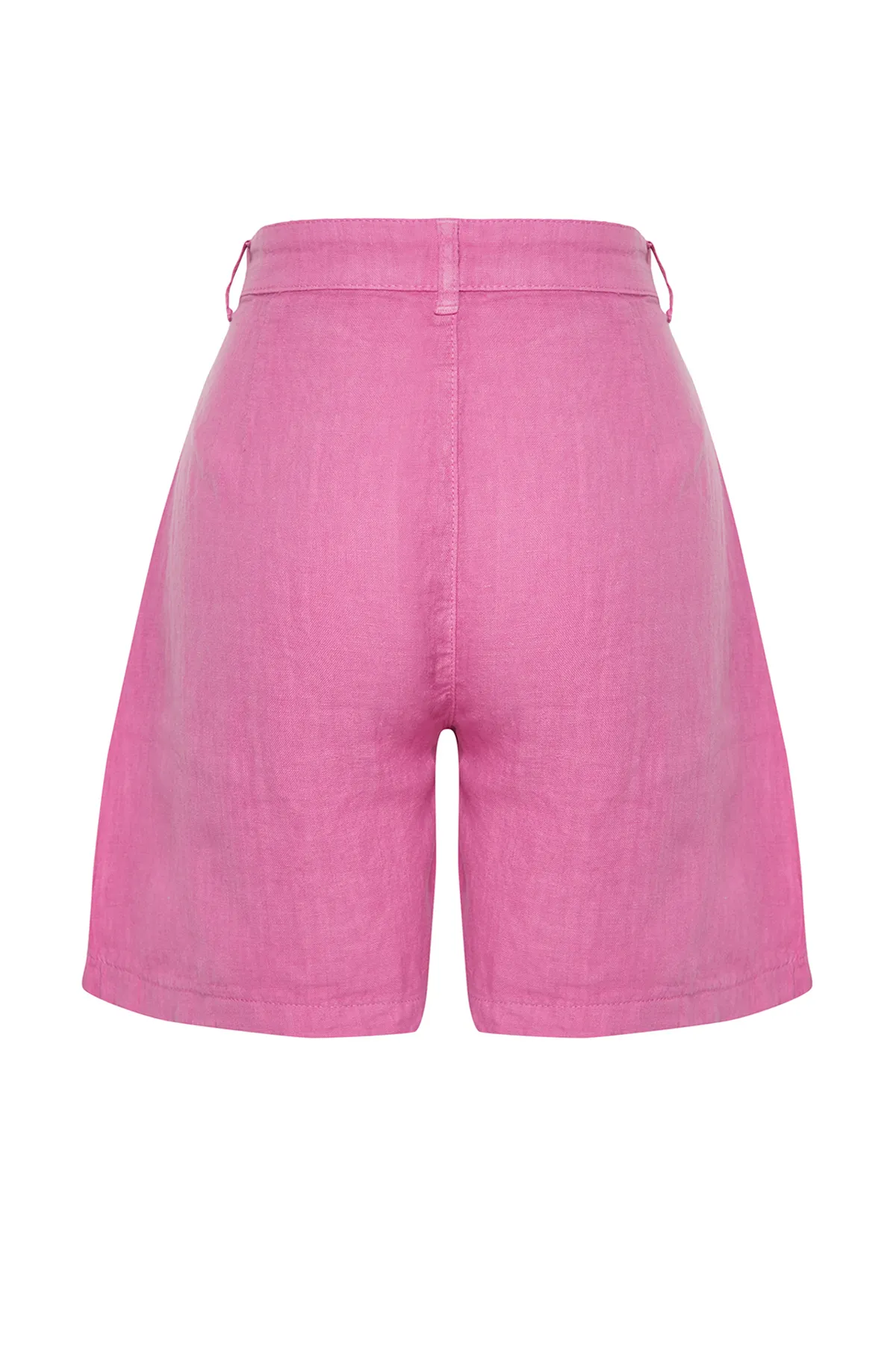 Trendyol Collection  Rosa 100 % Leinen-Plissee-Shorts mit hoher Taille