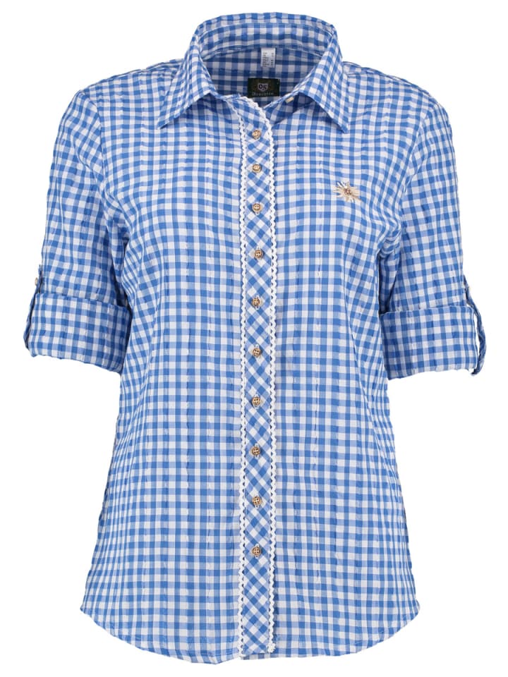 OS-Trachten Trachtenbluse Seruvo in mittelblau günstig kaufen