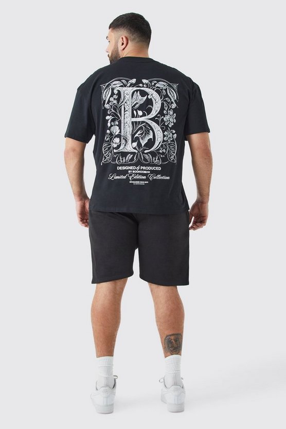 Plus lockere Ofcl Shorts mit Flammen-Print