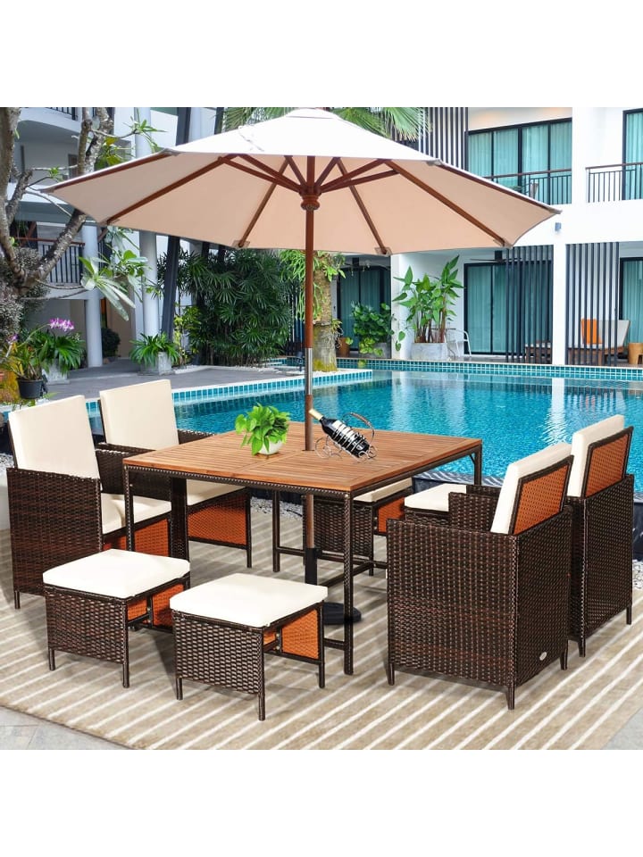 COSTWAY 9 tlg. Polyrattan Set Rattanmöbel in Beige günstig kaufen onesize