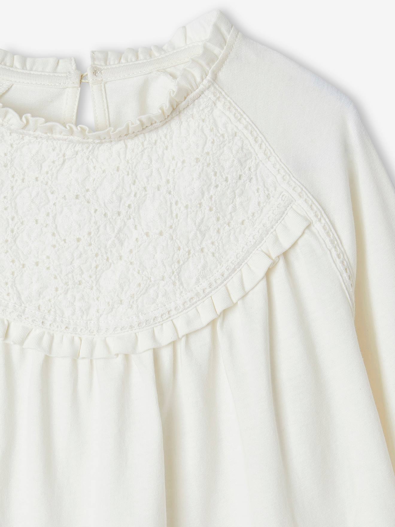 Vertbaudet Mädchen Blusenshirt mit Lochstickerei Oeko-Tex - zartrosa