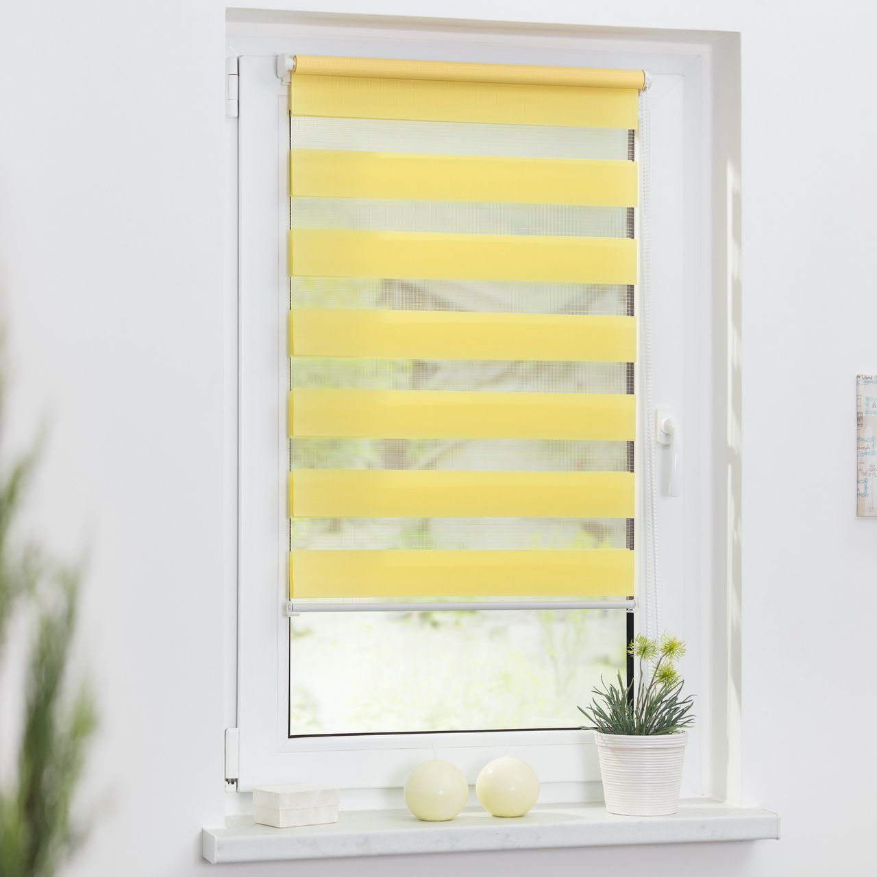 Lichtblick Duo-Rollo Klemmfix, ohne Bohren - Gelb, 90 cm x 220 cm (B x L)