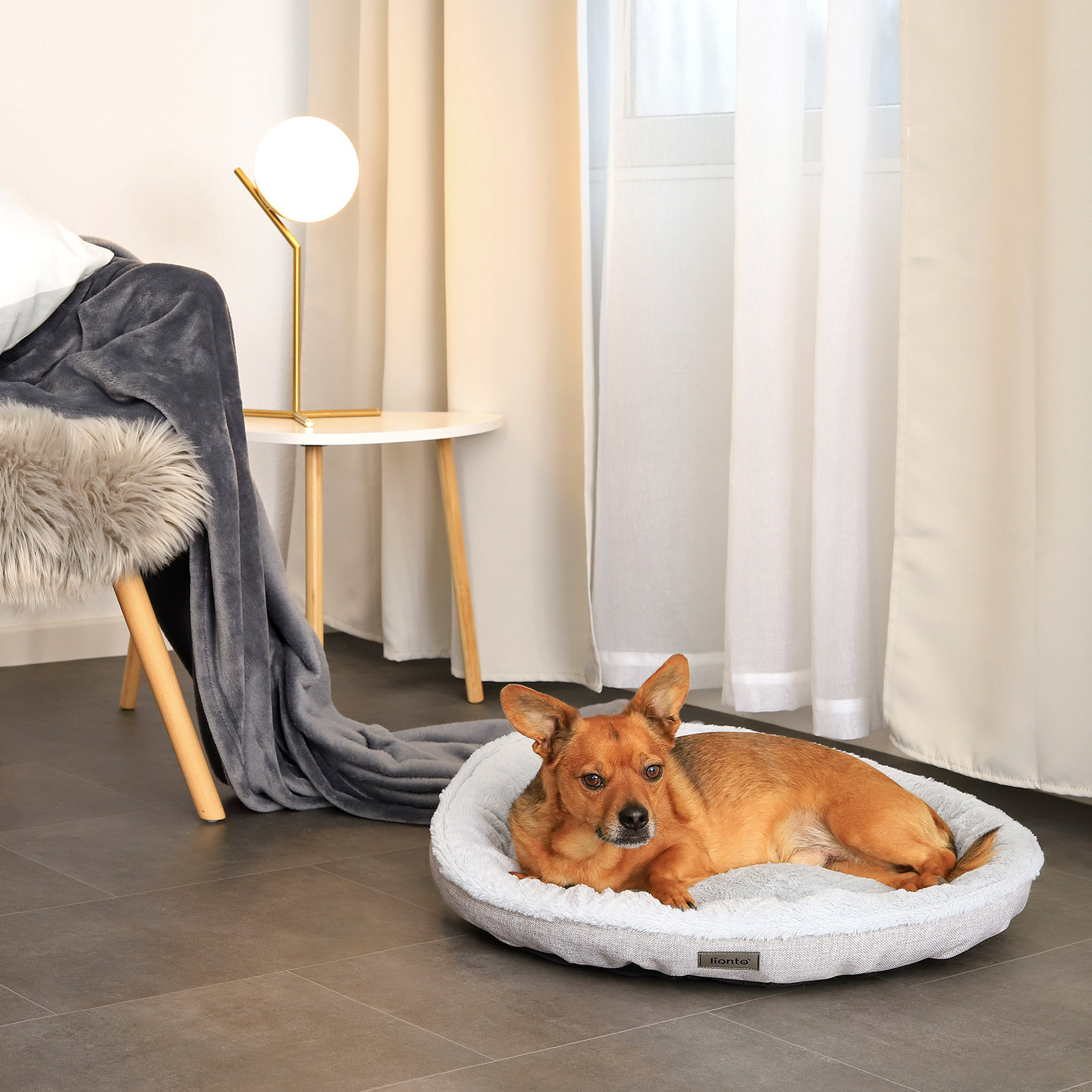 Lionto Hundebetten Lionto Rundes Hundebett grau M