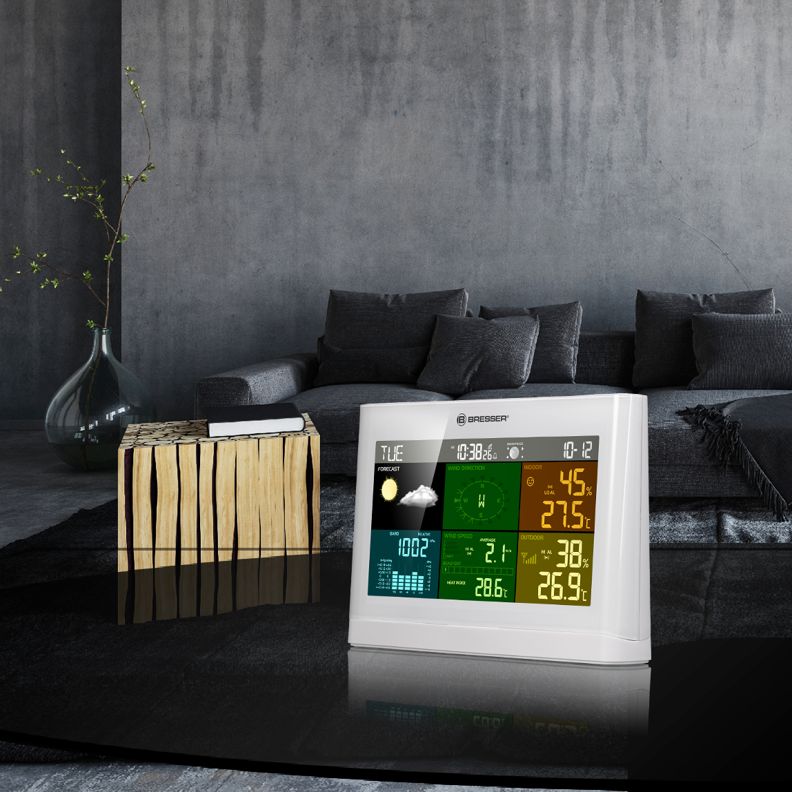 Bresser 5-in-1 Comfort Wetter Center mit Farbdisplay