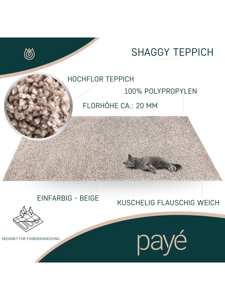 payé Teppich Hochflor Shaggy günstig kaufen