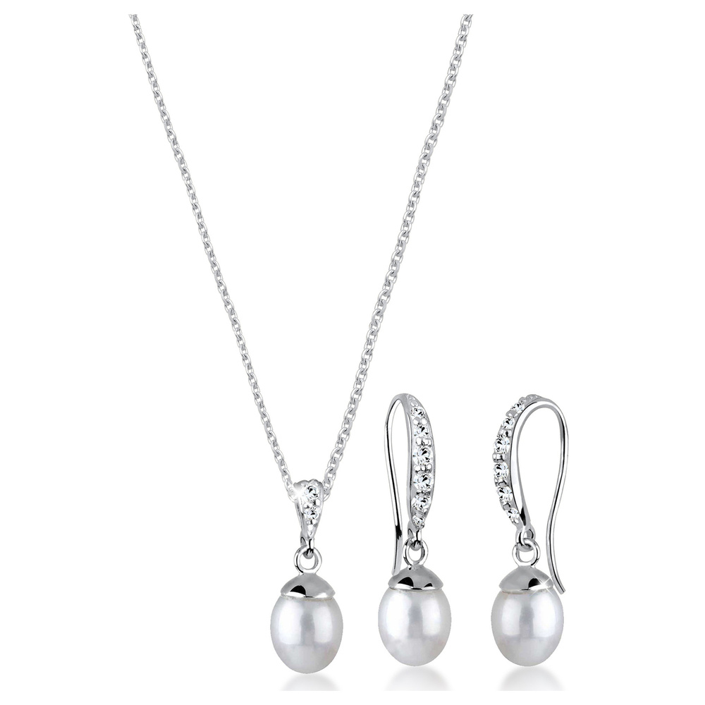 Elli Elli by Julie & Grace Ensemble de Bijoux Classique Perles d'eau Douce Cristaux En Bijoux