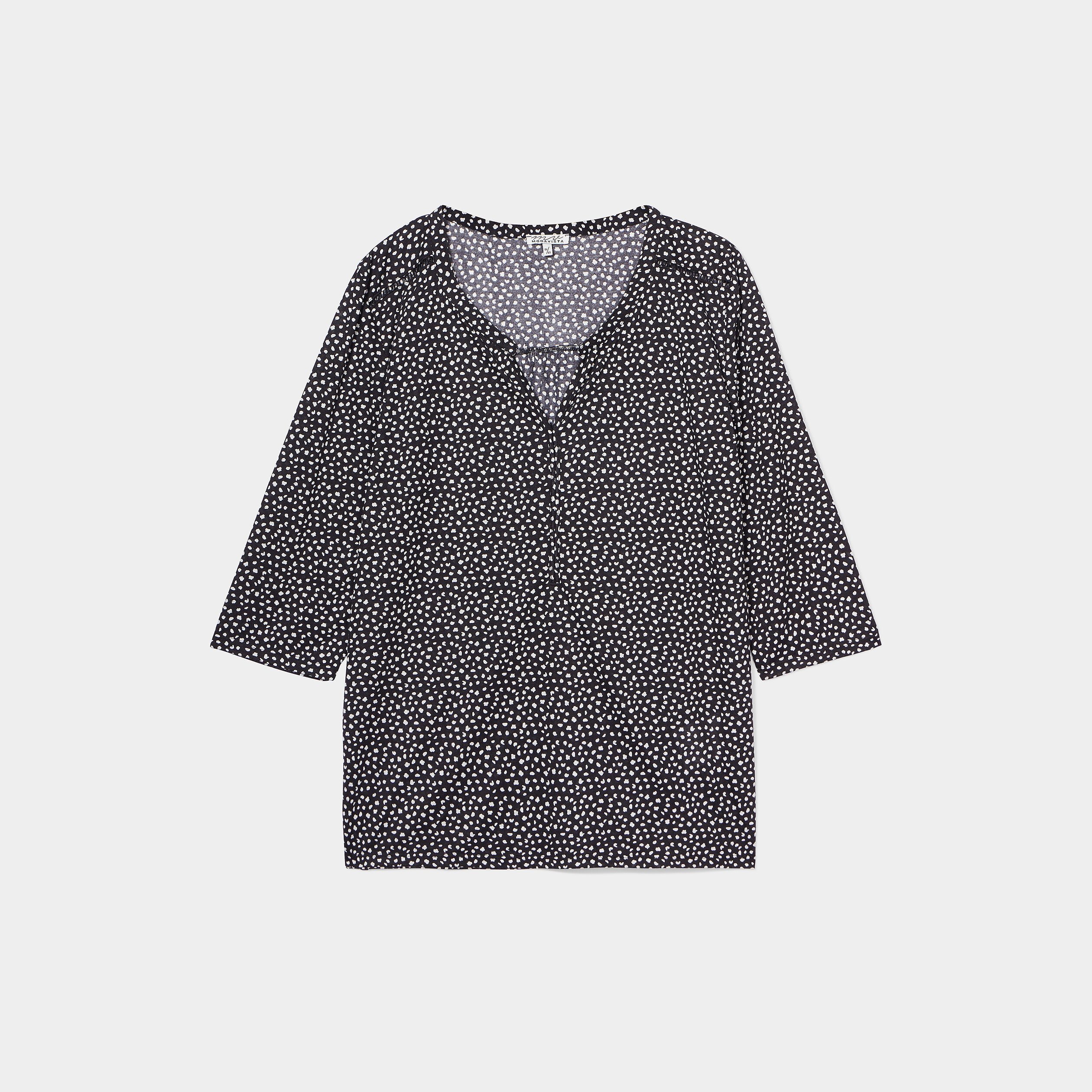 T-shirt manches 3 4 noir femme grande taille | La Halle