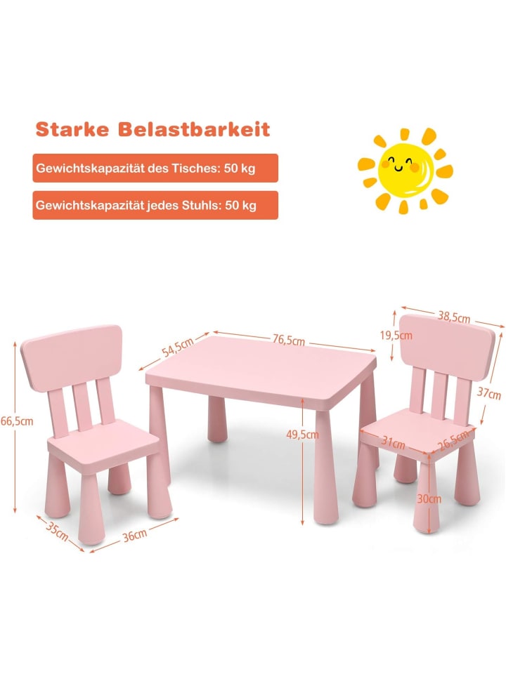 COSTWAY Sitzgruppe 3 tlg. Set in Rosa günstig kaufen 50 cm