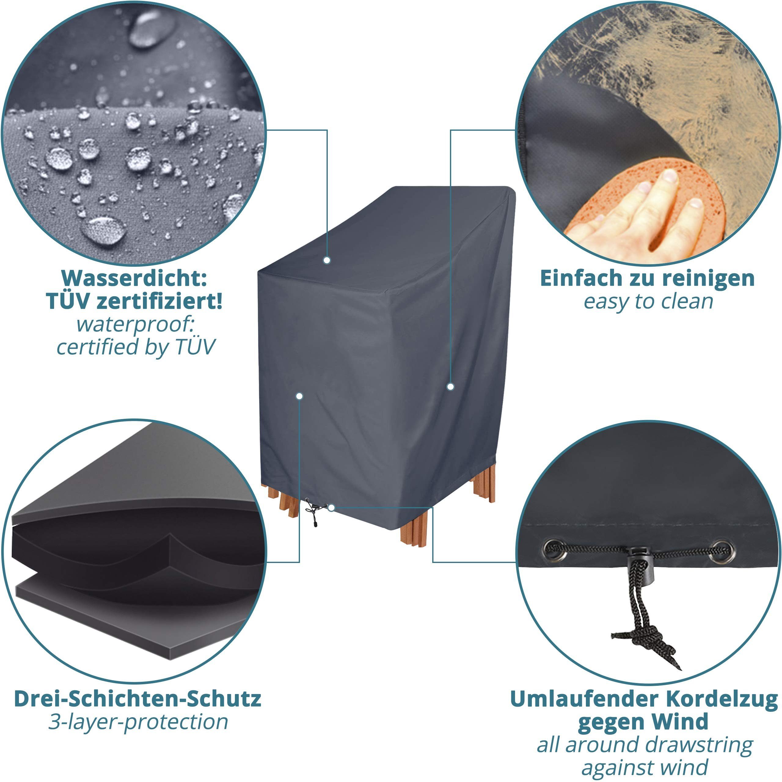 Smartpeas Gartenmöbel-Schutzhülle Gartenstuhl-Abdeckung Schutzhülle für Stapelstuhl, Cool Grey 657585/120cm Polyester