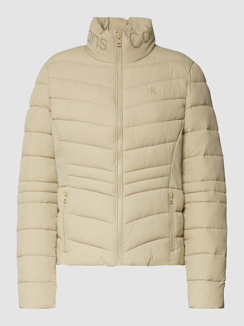 Steppjacke mit Label-Details in sand