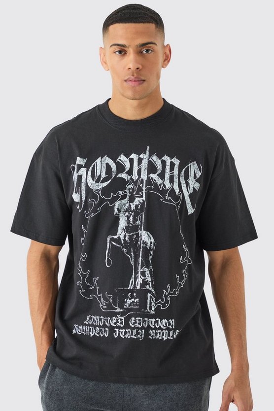 Oversize T-Shirt mit Homme Print