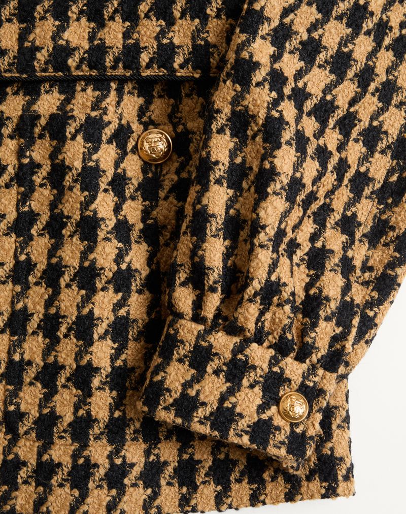 Veste saharienne ceinturée en laine pied-de-poule Valentino