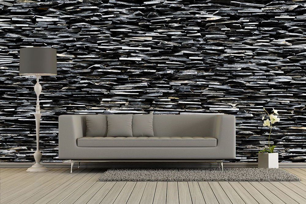 WandbilderXXL Fototapete Black-White Stones, glatt, Steinoptik, Vliestapete, hochwertiger Digitaldruck, in verschiedenen Größen