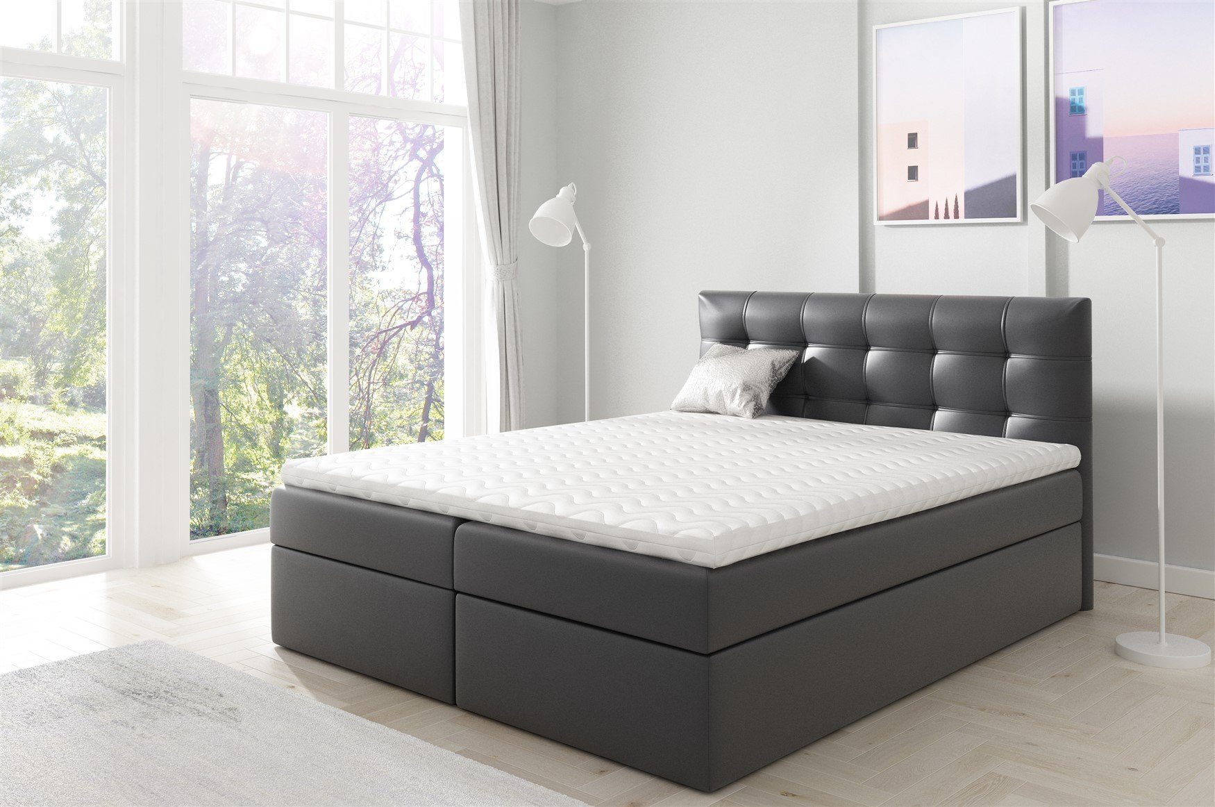 Fun Möbel Boxspringbett Boxspringbett Schlafzimmerbett OVIEDO XL in Überlänge (inkl. Bettkästen, inkl. Kaltschaumtopper)
