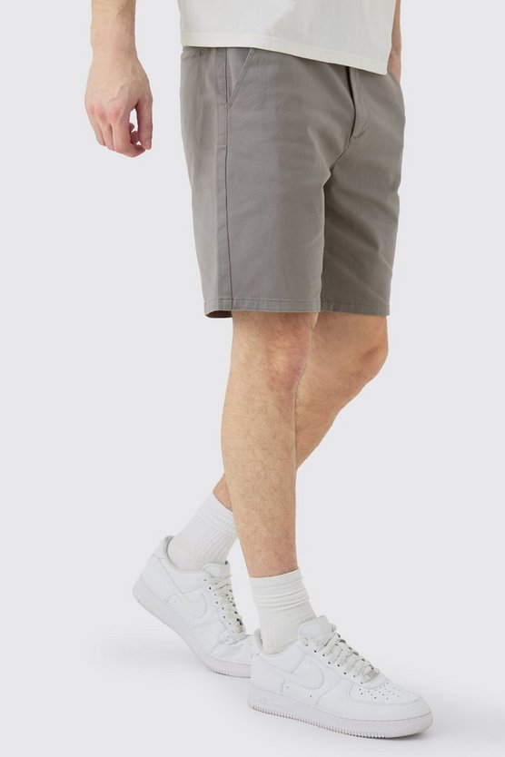 Tall Slim-Fit Chino-Shorts in Grau
