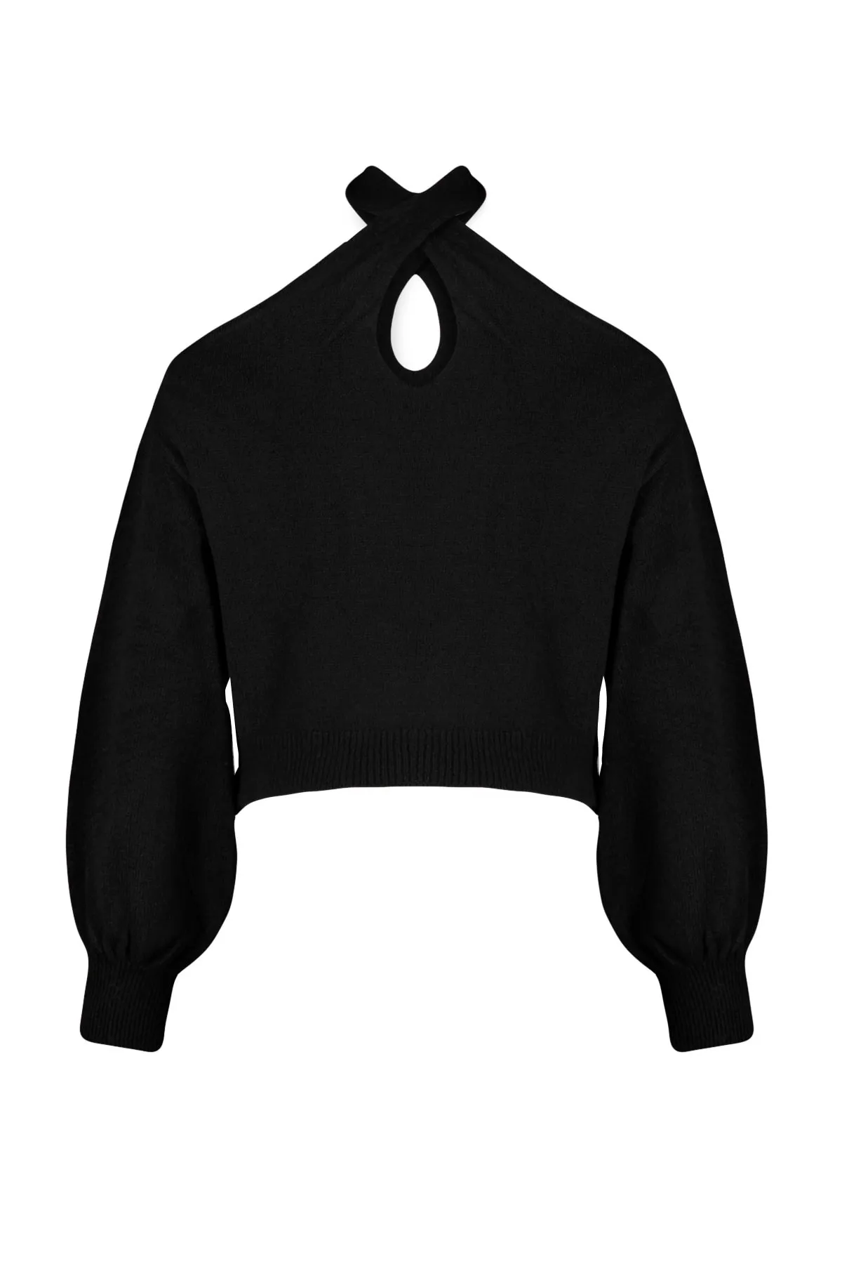 Trendyol Collection  Schwarzer Strickpullover mit weicher Textur und Fenster/Cut-Outs TWOAW24KZ00166
