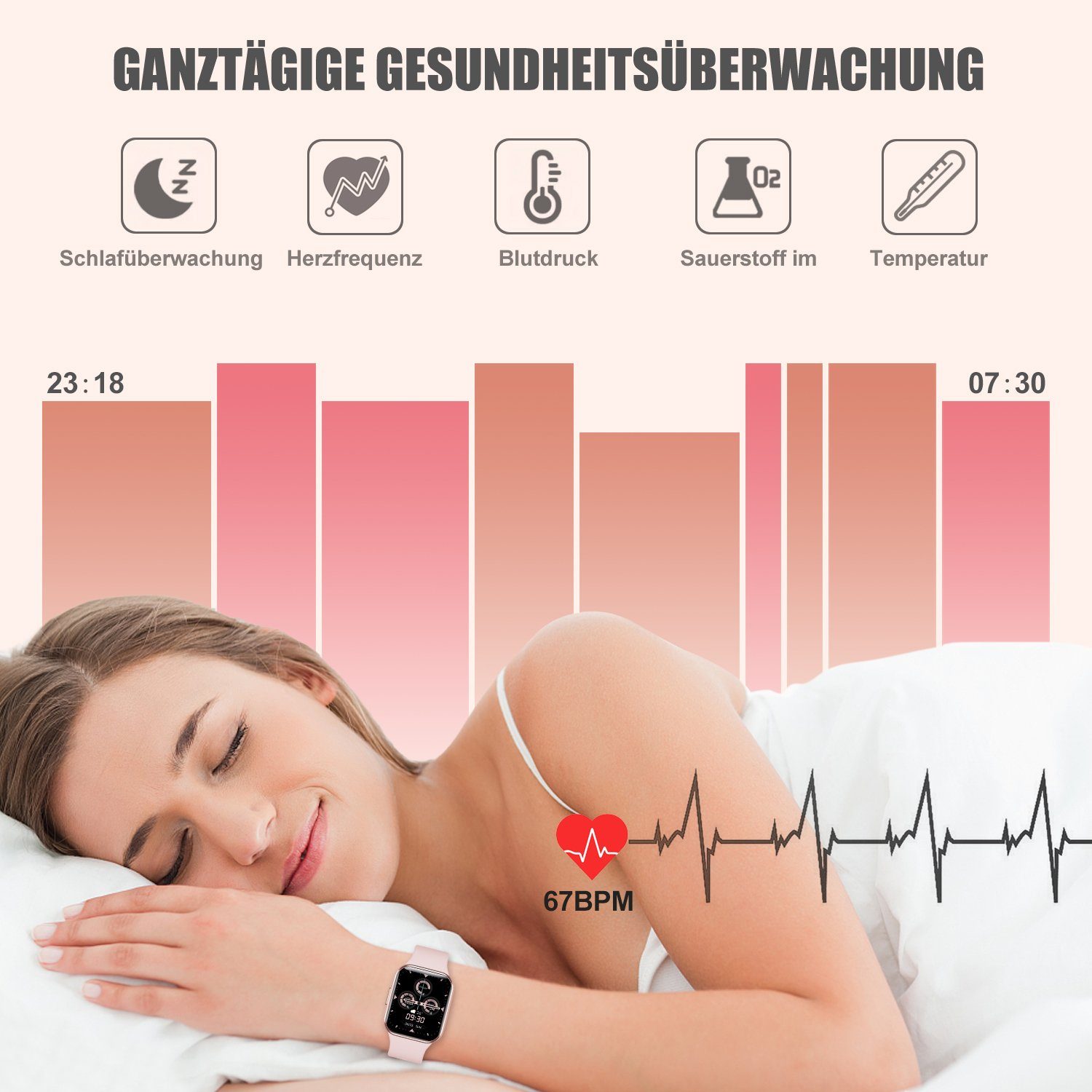 Mutoy Smartwatch, Smartwatch Damen Herren Fitness Tracker Uhr Smartwatch (1.69