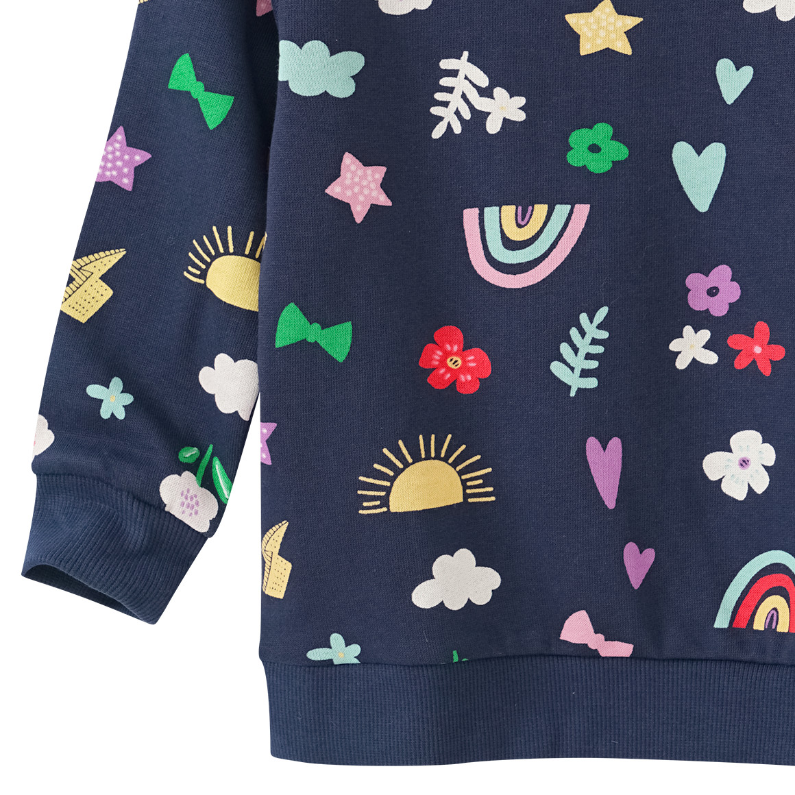 Mädchen Sweatshirt mit bunten Motiven allover