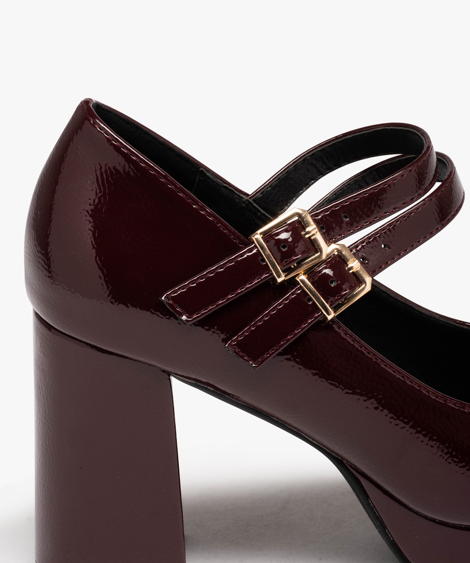 Escarpins babies vernis à talon et double bride femme bordeaux | GEMO