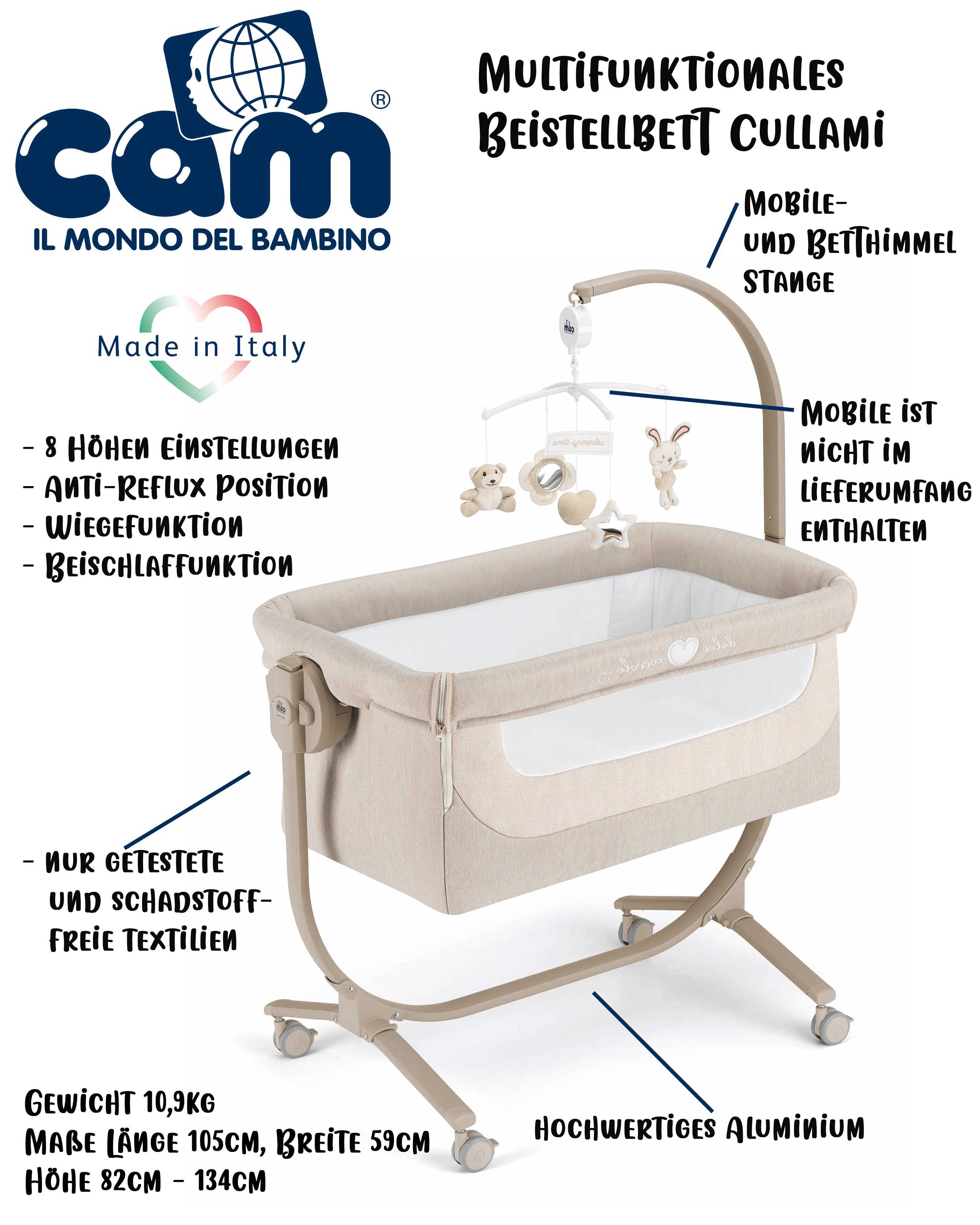 CAM Beistellbett CAM 2 in 1 Beistellbett & Babywiege CULLAMI
