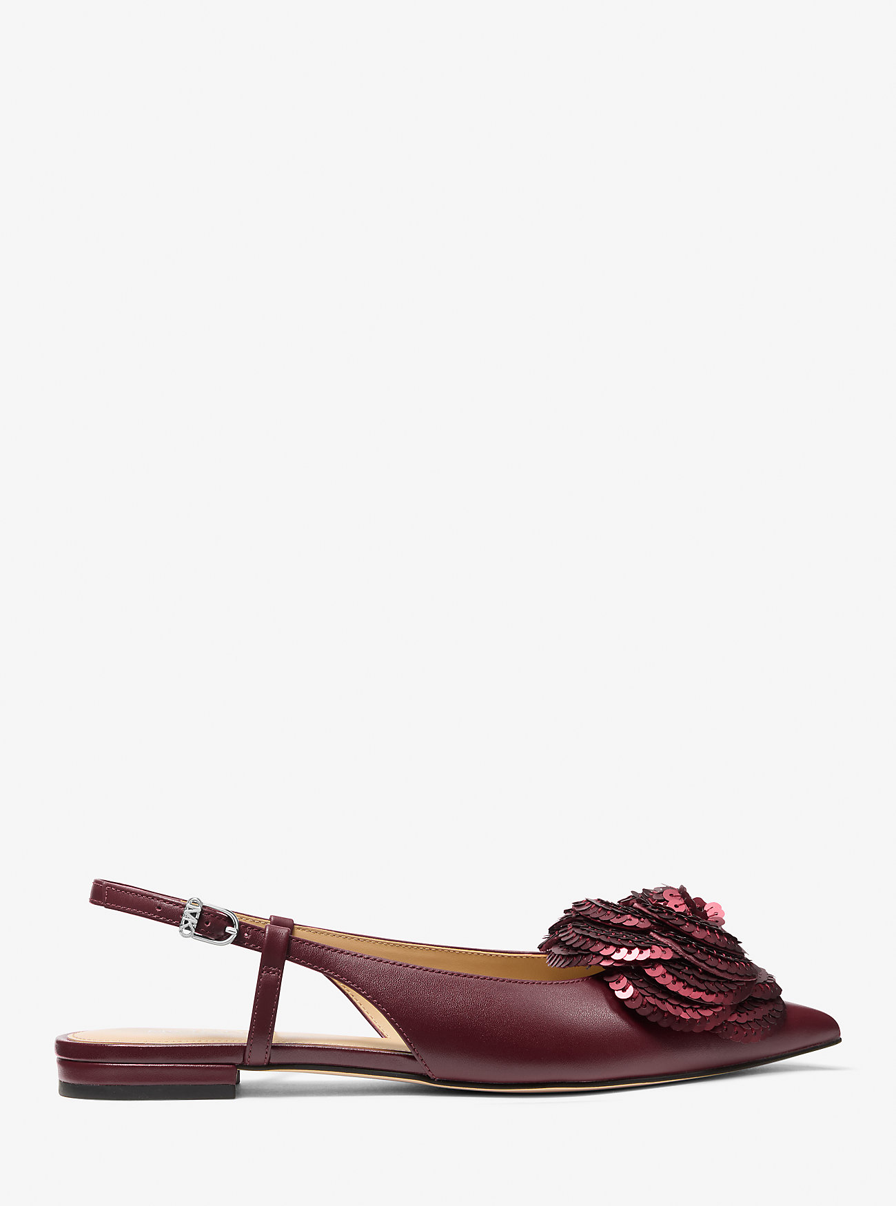 Elodie utsmykket skinn slingback flat - OXBLOOD