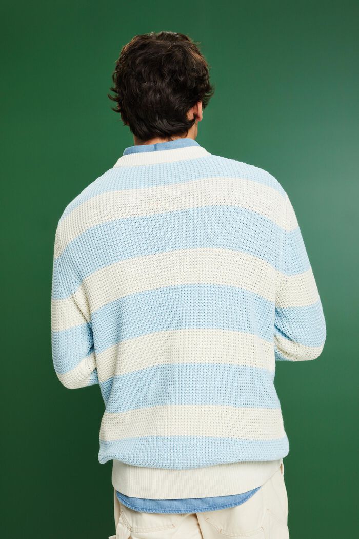 Gestreifter Zopfstrickpullover aus Baumwolle