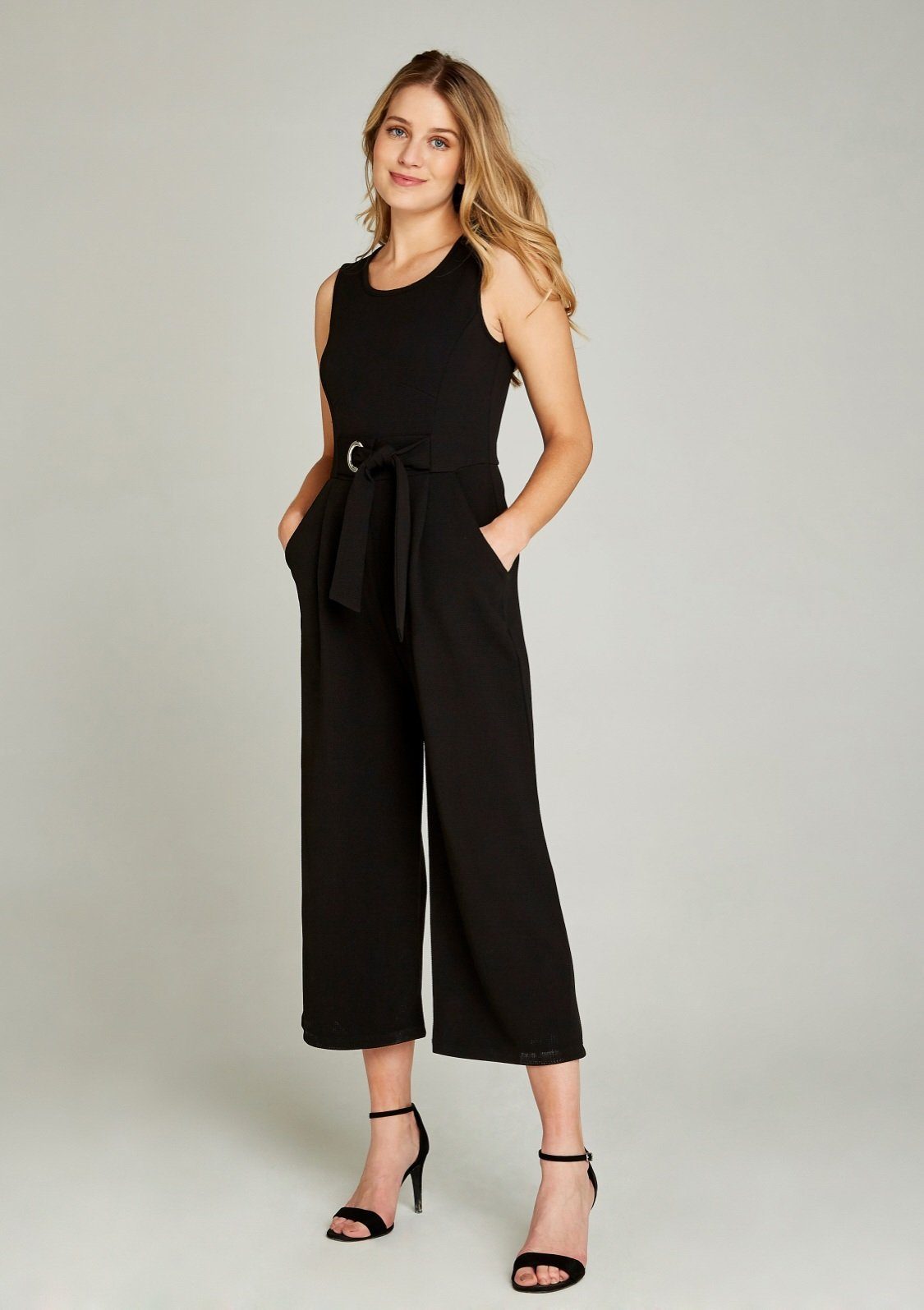 Apricot Jumpsuit Culotte Jumpsuit with Tie Waist (2-tlg., mit Bindegürtel) mit Taillengürtel