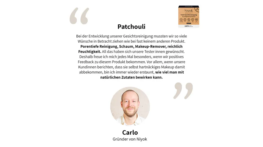 Niyok Feste Gesichtsreinigung Patchouli 80 g
