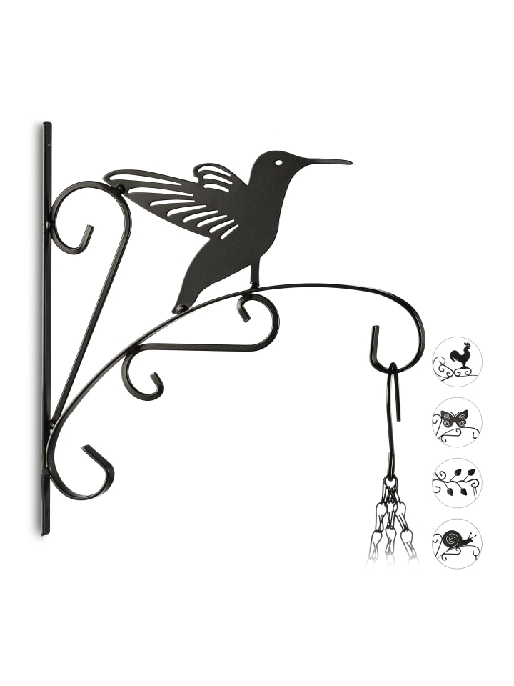 relaxdays Blumenhaken Vogel in Schwarz günstig kaufen onesize
