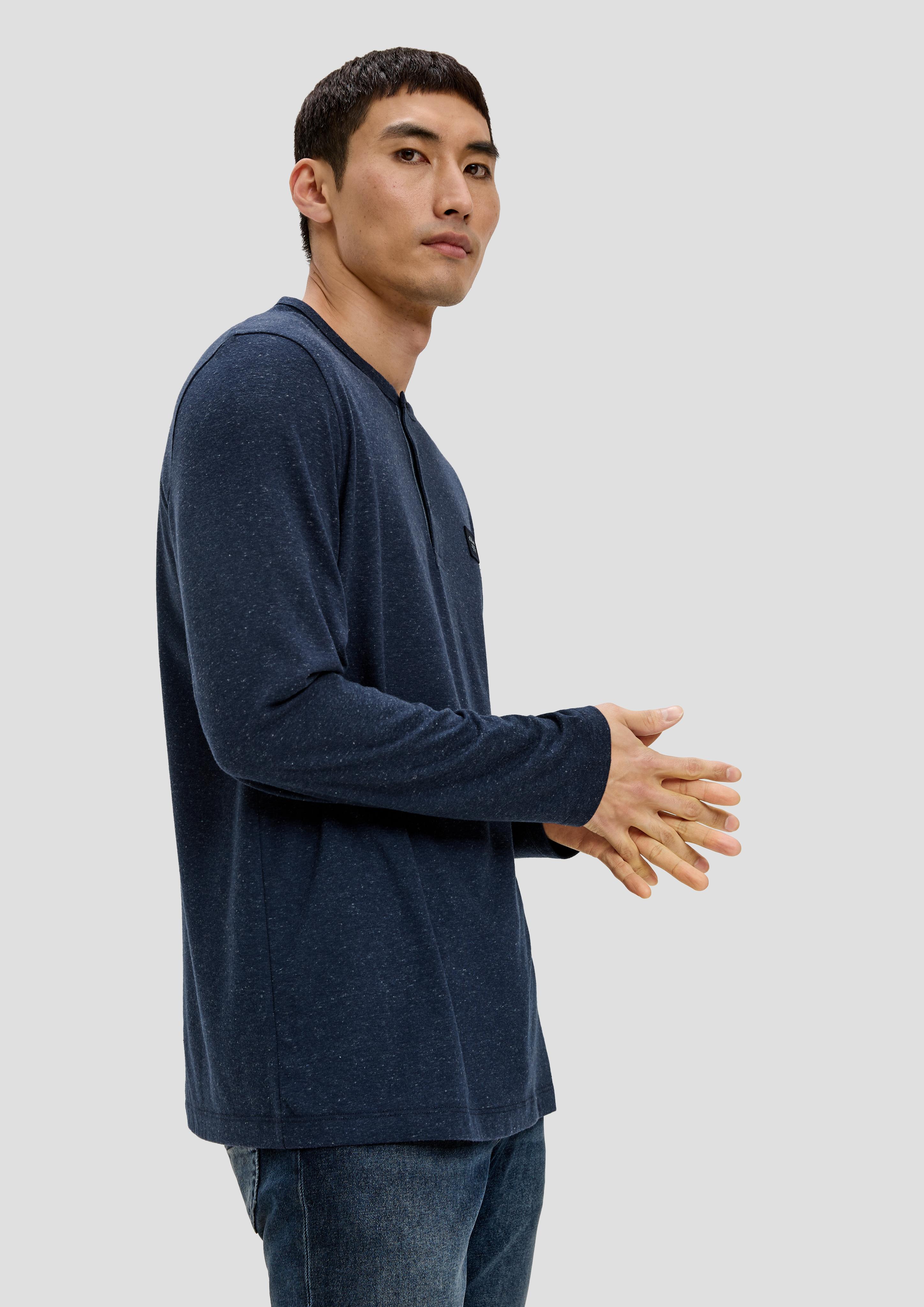 Meliertes Longsleeve mit Henleyausschnitt  2138648-59W2