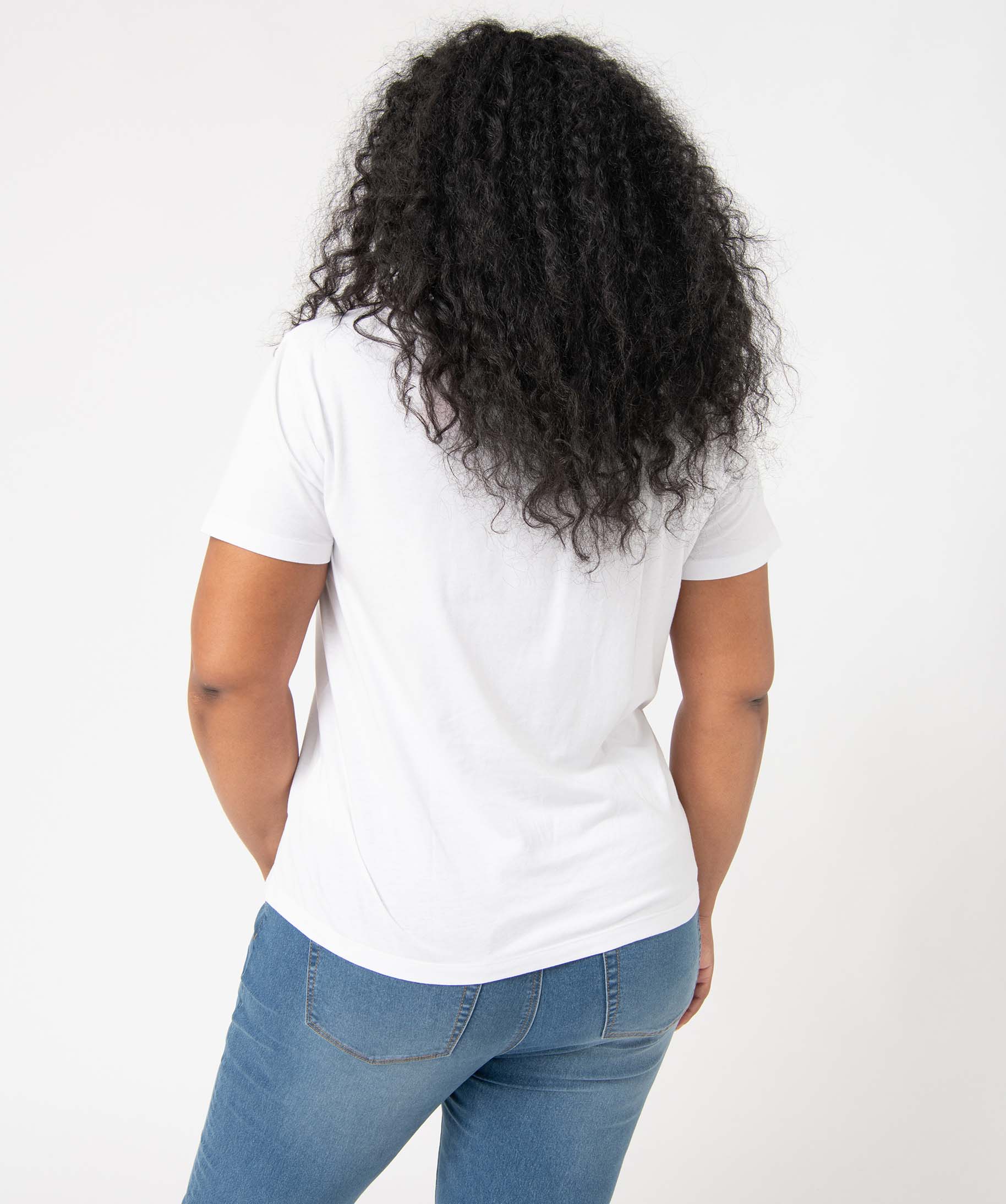 Tee-shirt femme grande taille avec col V blanc | GEMO