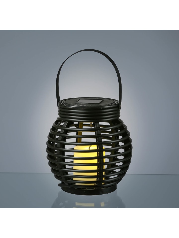 MARELIDA LED Solar Laterne mit LED Kerze in Rattan Korboptik H: 15cm in schwarz günstig kaufen onesize