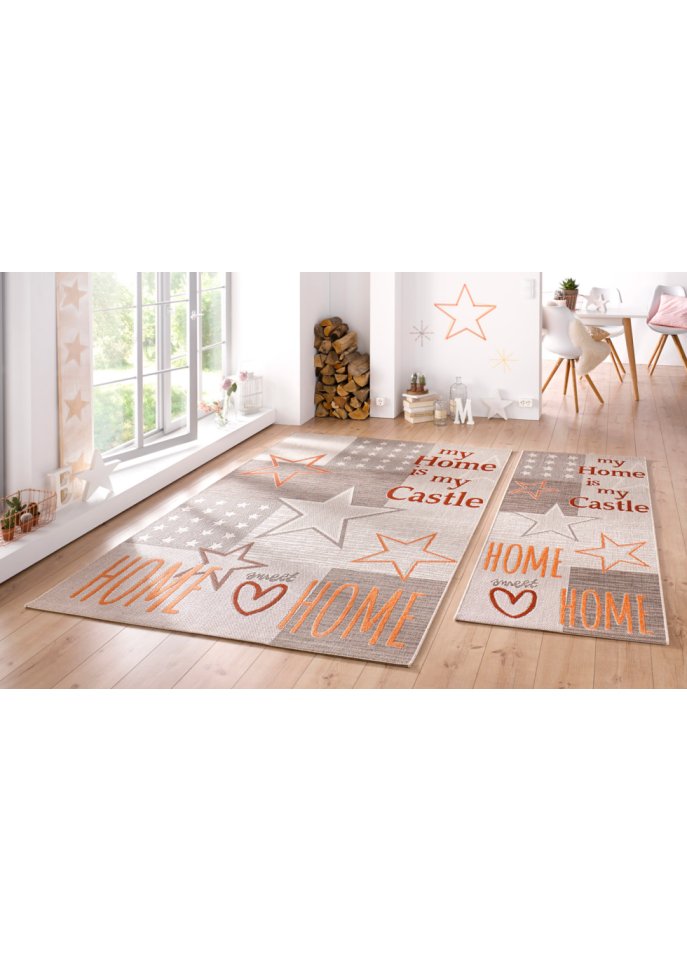 In- und Outdoor Teppich mit Sternen und Statement