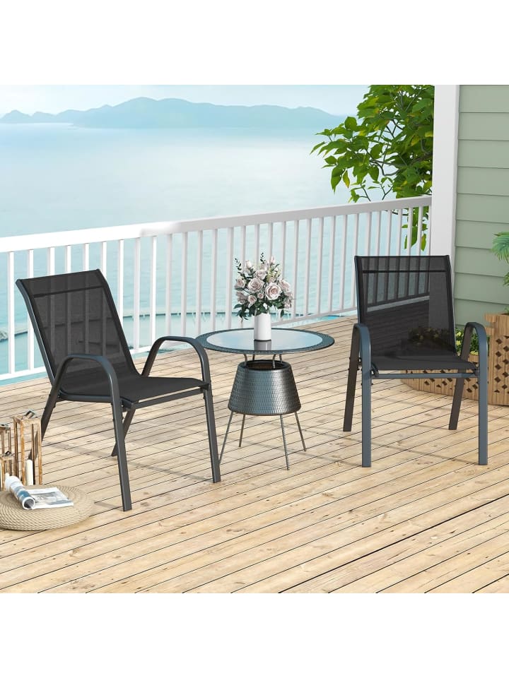 COSTWAY 4er Set Gartenstühle 56x70x84cm in Schwarz günstig kaufen onesize