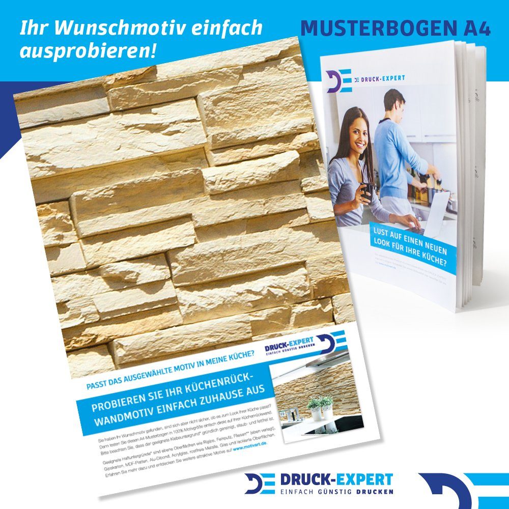 DRUCK-EXPERT Küchenrückwand Küchenrückwand Steinwand Hell Premium Hart-PVC 0,4 mm selbstklebend