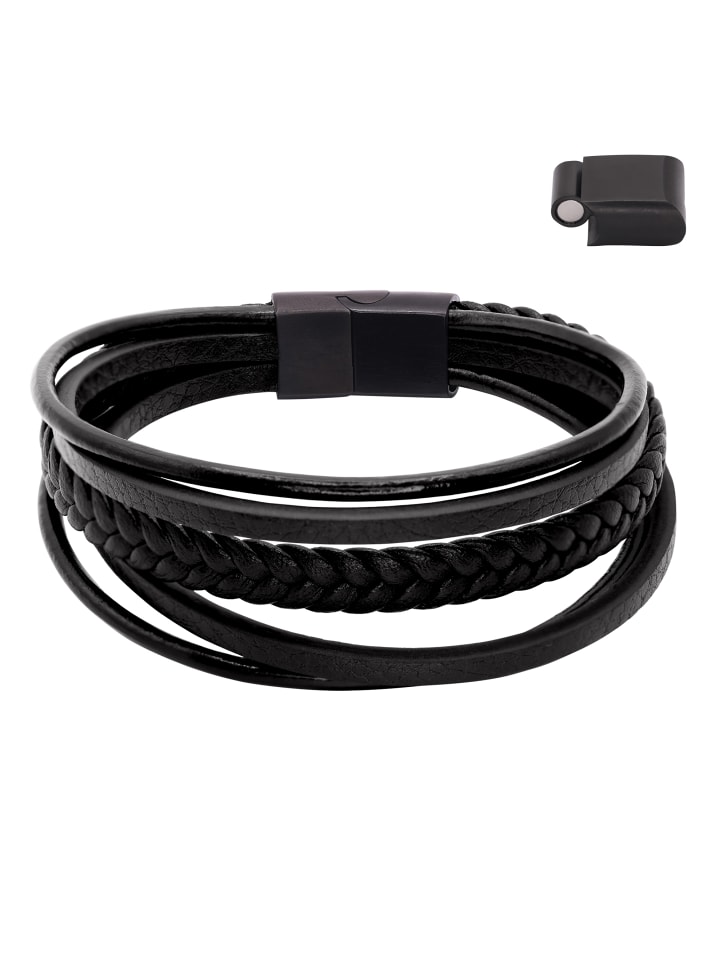 Steel_Art Herrenarmband Lederarmband Joris in schwarz günstig kaufen