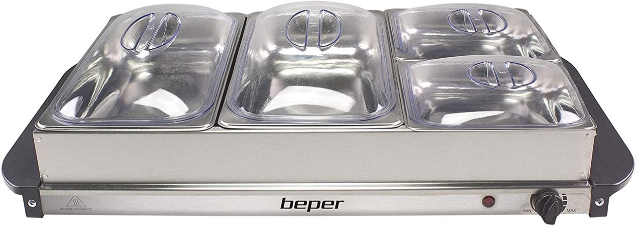 beper BEPER P101TEM001 Buffetwärmer aus Stahl/Kunststoff Grau metallic Essenswärmer Warmhalter Chafing Dish