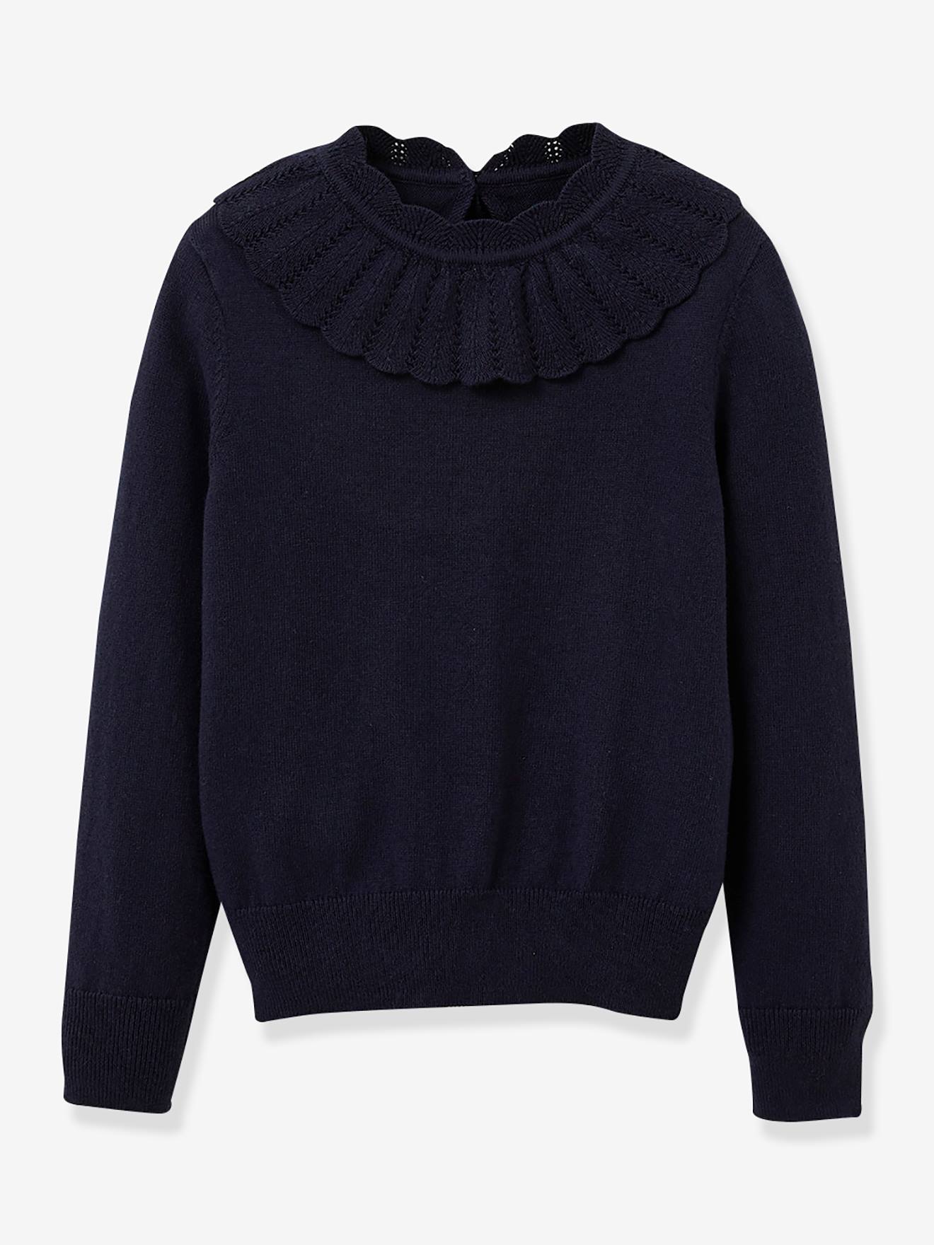 Cyrillus Mädchen Pullover mit Kragen CYRILLUS - marine