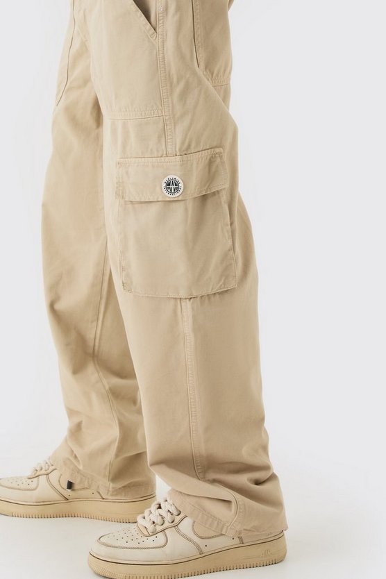 Cargo-Hose mit Reißverschluss und Gummi-Etikett