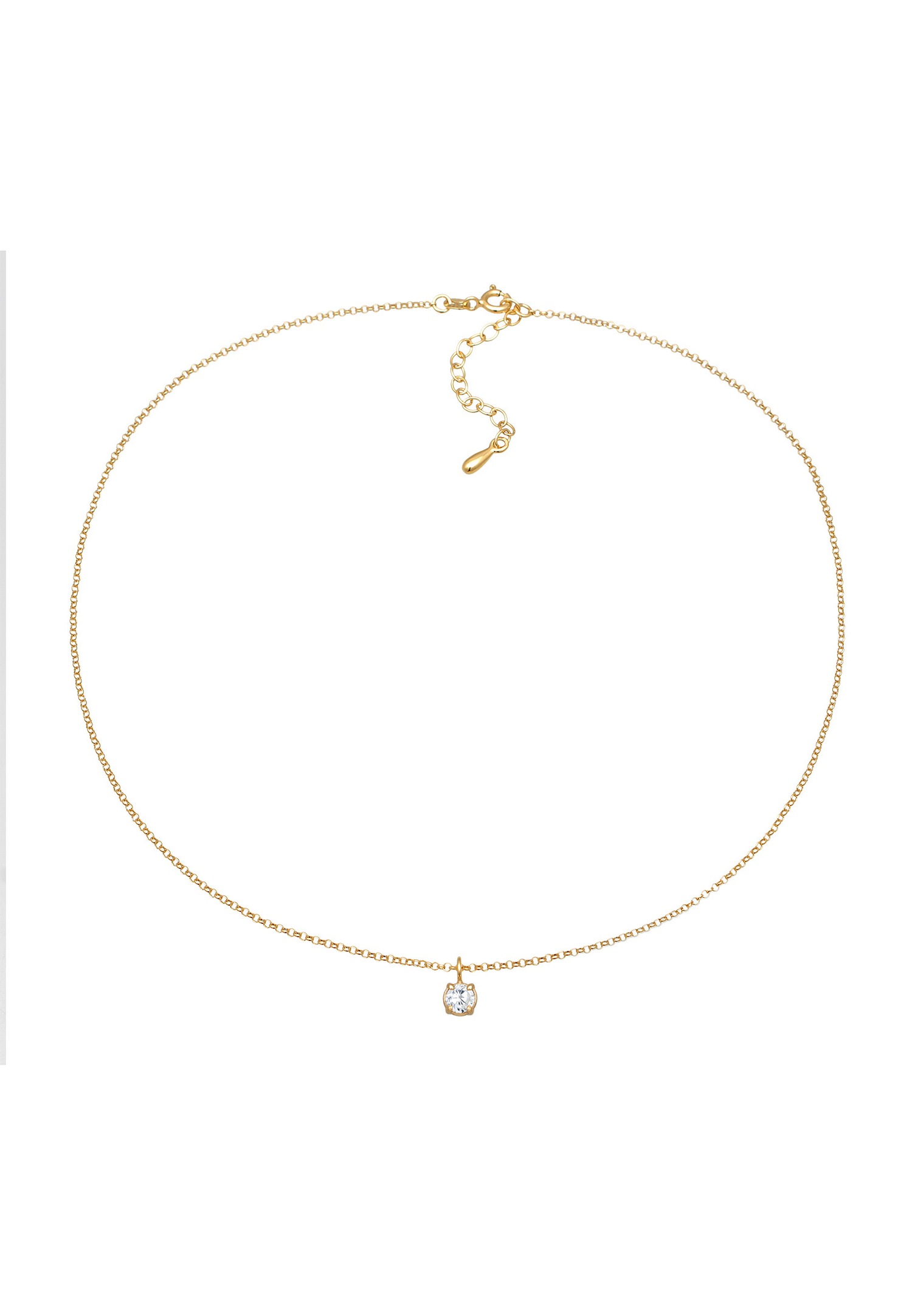 Elli Damen-Choker-Solitäranhänger Basic mit Zirkonia in 925er Sterlingsilber