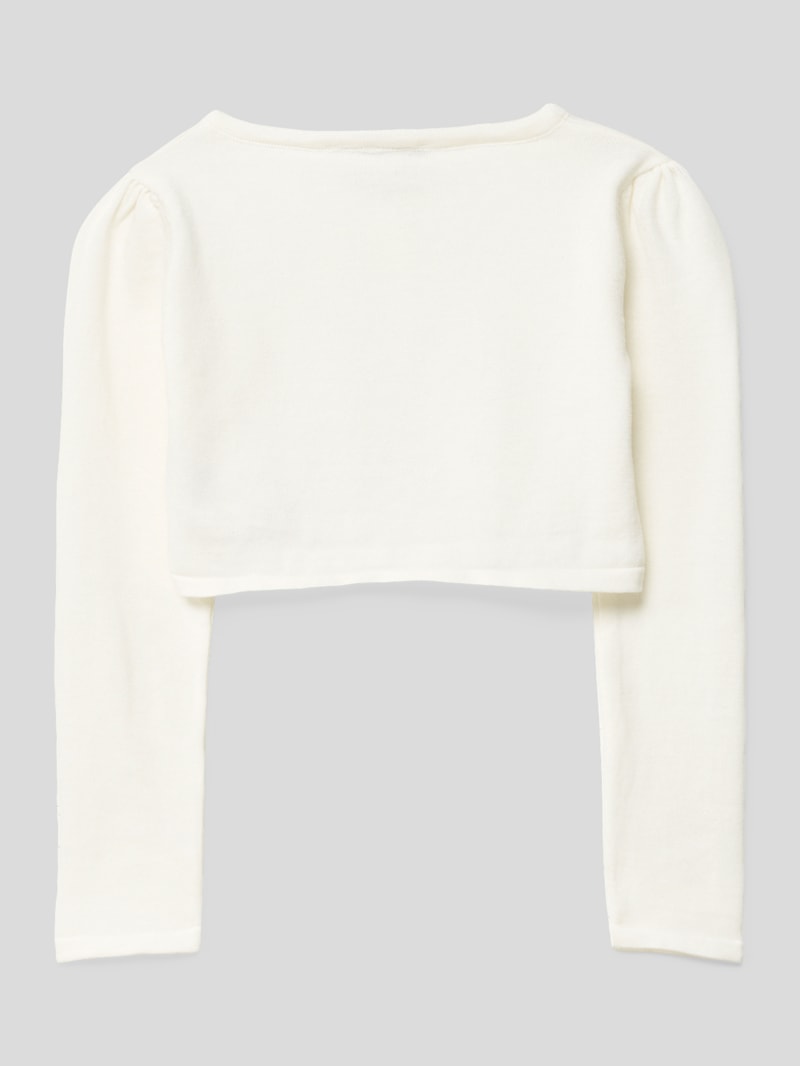 Cropped Strickjacke mit Zierperlenbesatz in weiß